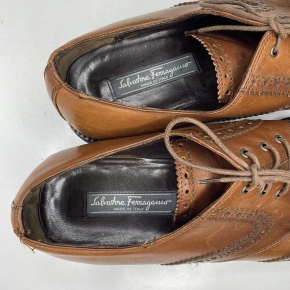 Vintage Salvatore Ferragamo Tramezza Brown Leather Loafers Size 8 1/2 1 D main image 8